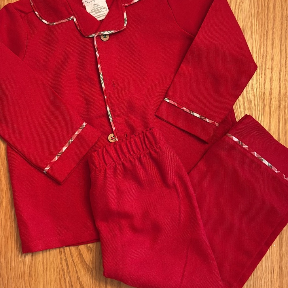 Mud Pie Red Christmas Pajamas Plaid Details EUC 12-18 months